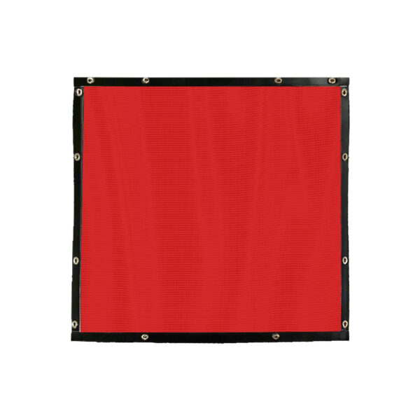 A red square shaped screen with black border.
