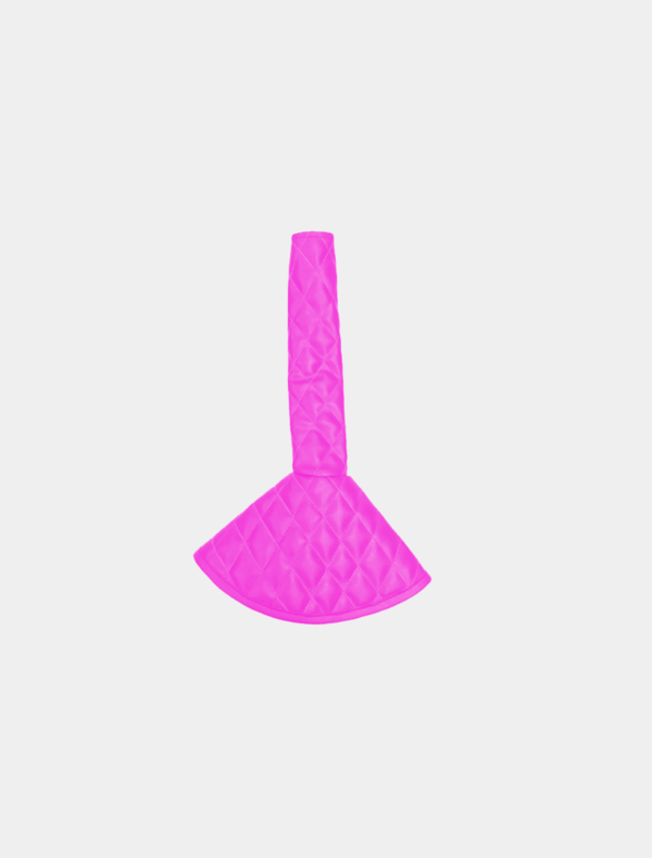 A pink plunger on a white background.