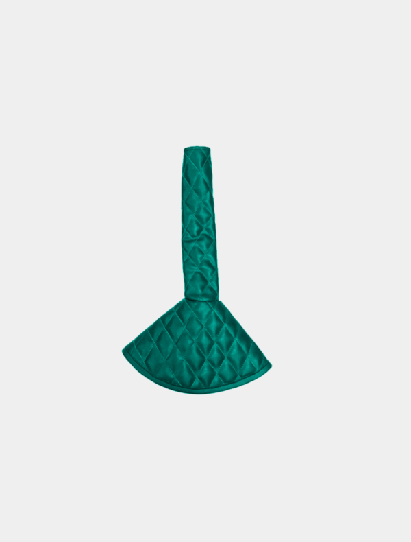 A teal quilted rubber plunger isolated on a white background.