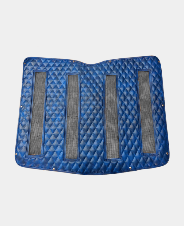 Blue car floor mat with diamond pattern and anti-slip sections.