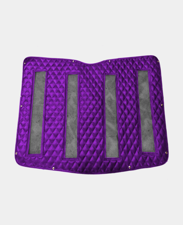 A purple car floor mat with diamond patterns and anti-slip backing.