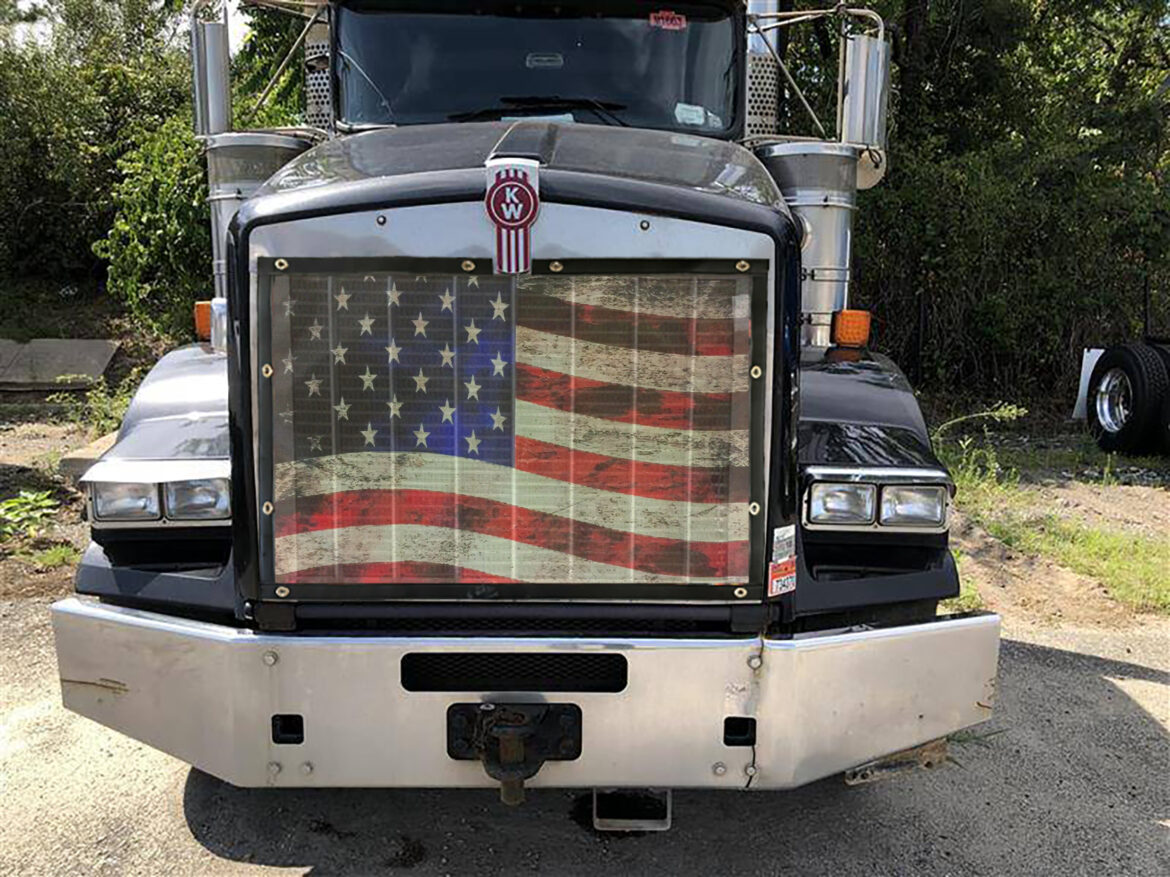 thumbnail image 2 of Robert James Enterprises Kenworth W900L Premium Old Glory Bug Screen – BS-1989 2 of 6
