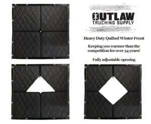 Black quilted truck winter front.
