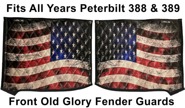 Custom Fender Guard: Peterbilt 389 Old Glory, compatible with peterbilt 388 & 389 models.