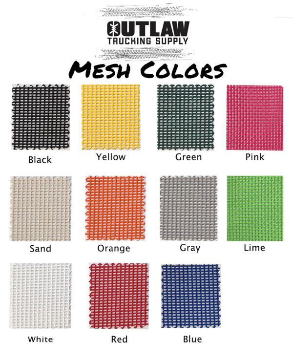 Mesh fabric color chart samples.