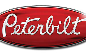 Red and silver peterbilt logo on a white background.