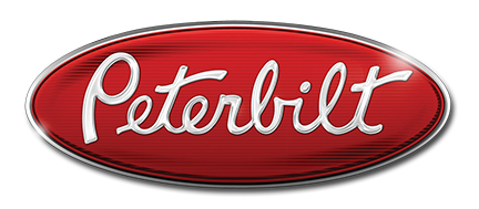 Red and silver peterbilt logo on a white background.