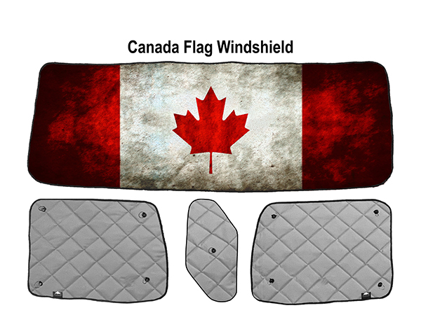 A canadian flag windshield with quilted interior.