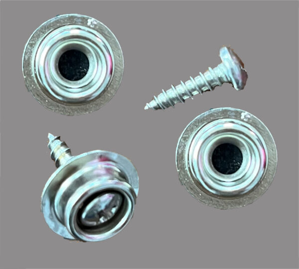 A set of four metal screws with one large screw.