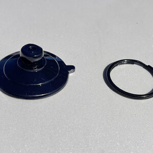 A black plastic cap and a metal ring.