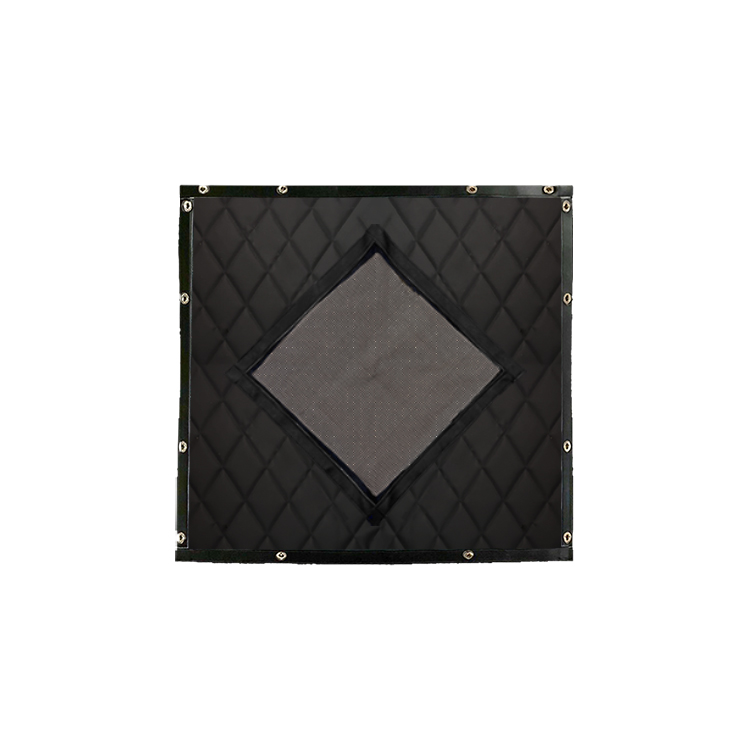 A black square with a diamond shaped patch on it.