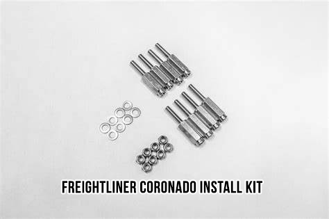 A set of 8 steel bolts and nuts for the freightliner coronado install kit.