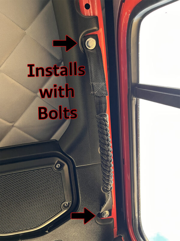 A picture of the inside of a vehicle with bolts attached to it.