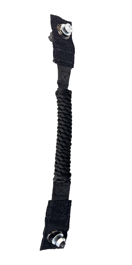 A black rope handle is shown on a white background.