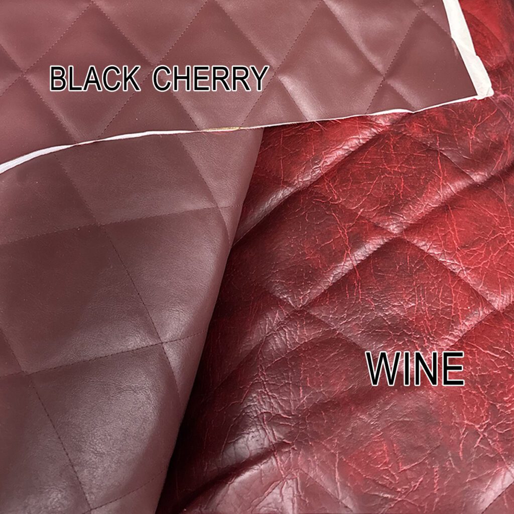 Two shades of quilted leather fabric.