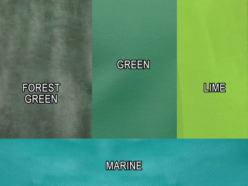 Forest green, green, lime, and marine colors.
