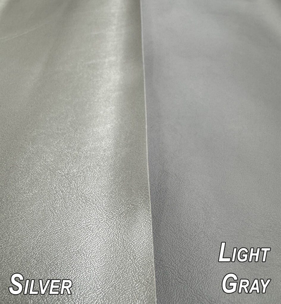 Silver and light gray fabric comparison.